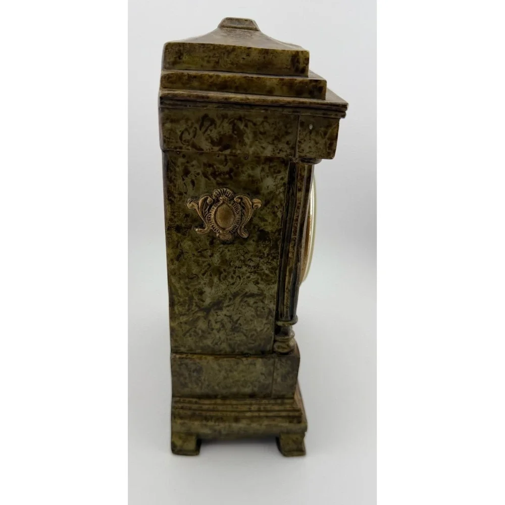 Vintage Mantel Clock Marble Decorative Gold Tone‎ Accents Desktop Tabletop